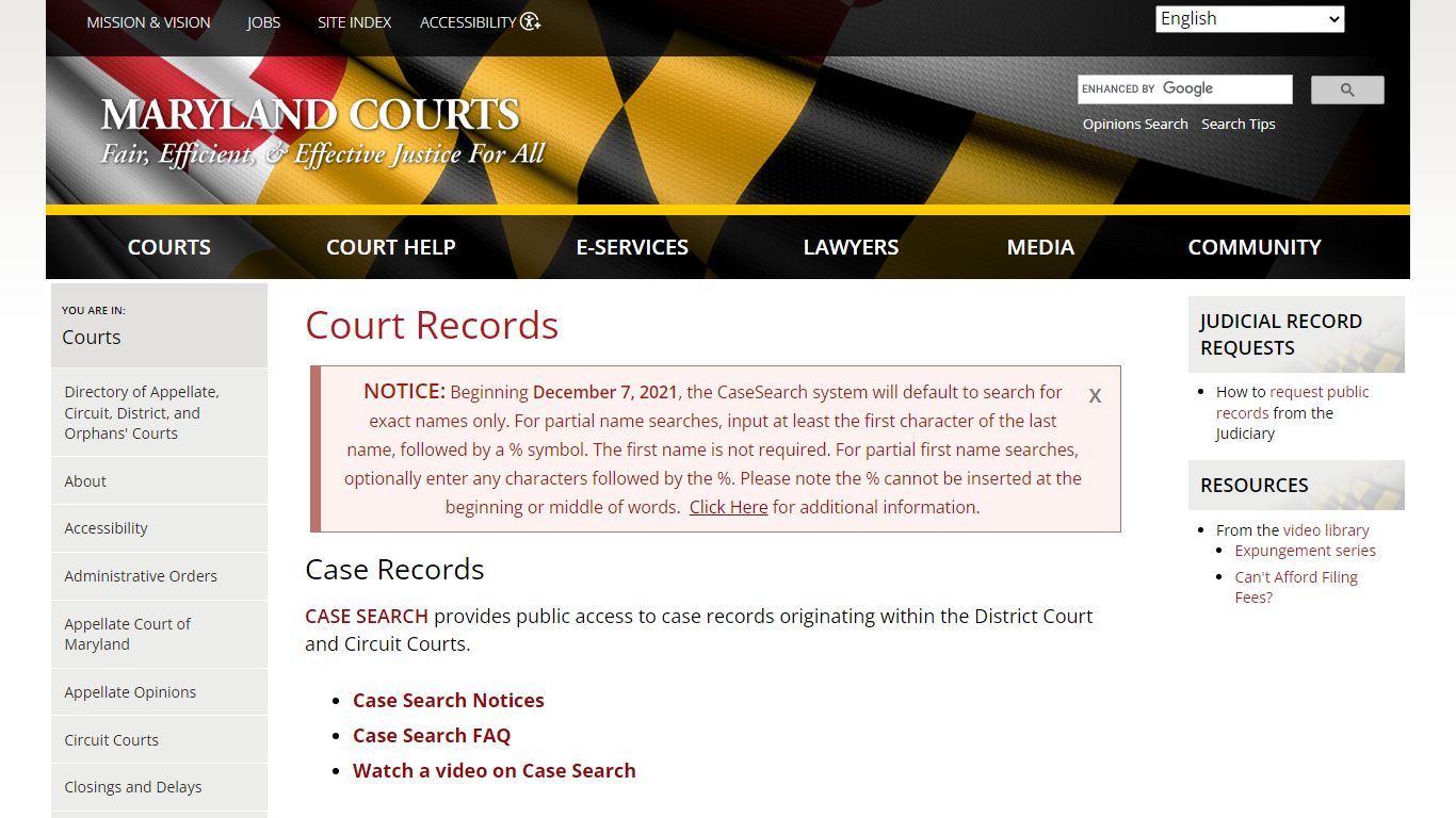 Court Records | Maryland Courts