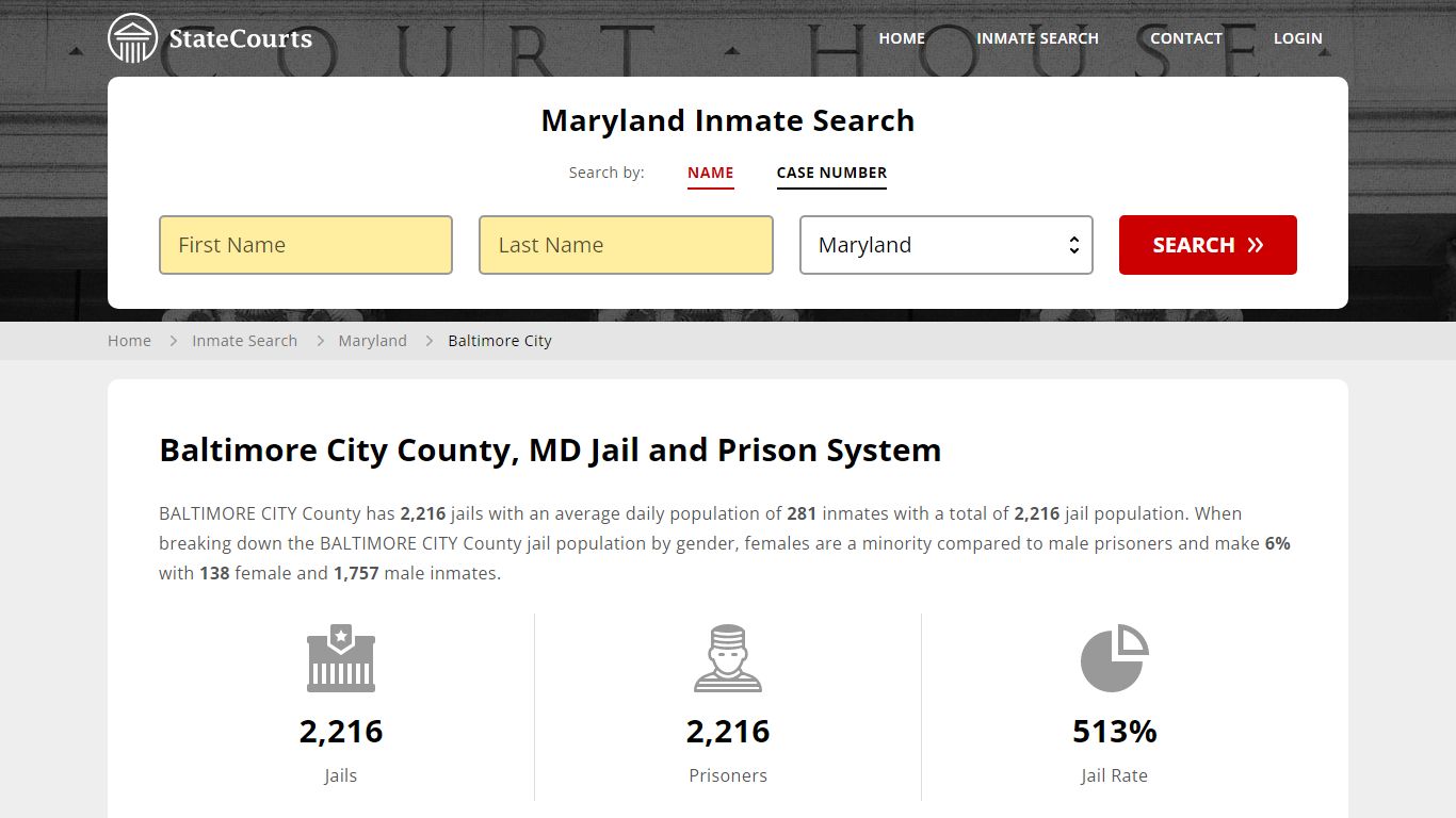 Baltimore City County, MD Inmate Search - StateCourts