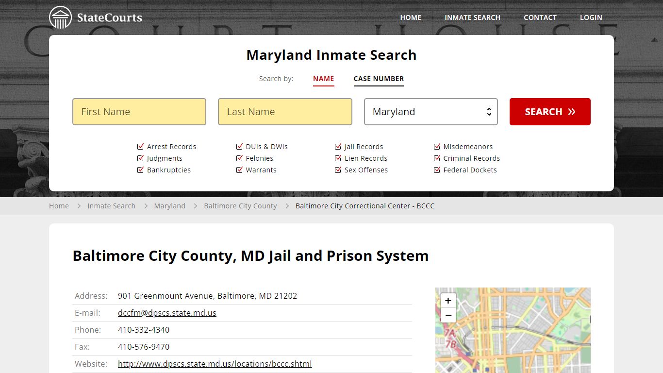 Baltimore City Correctional Center - BCCC Inmate Records Search ...